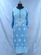 1007 powder blue Rayon Lucknowi kurta hand embroidery