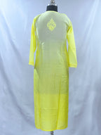 1012 yellow ombre premium chanderi silk Lucknowi kurta hand embroidered