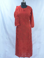 1027 blood red Premium chanderi silk lucknowi kurta with hand embroidered intricate mukaish work