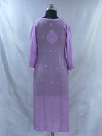 1017 purple Viscose Lucknowi kurta hand made shadow work with silk thread