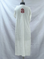 White Lucknowi cotton kurta in hand embroidery