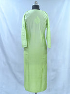1013 pista green ombre premium chanderi silk Lucknowi kurta hand embroidered