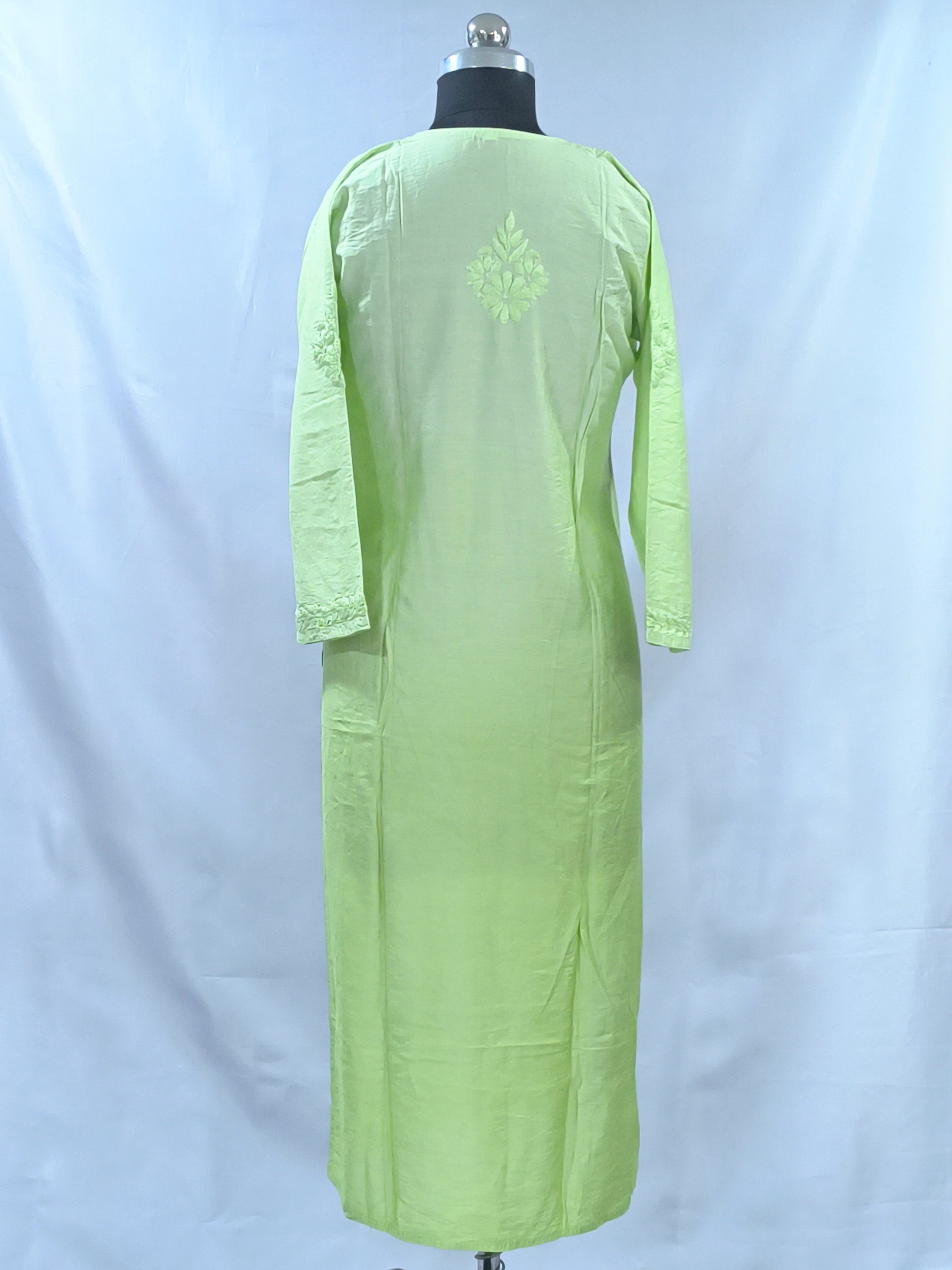 1013 pista green ombre premium chanderi silk Lucknowi kurta hand embroidered