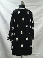 Black Lucknowi Modal short kurti in hand embroidery