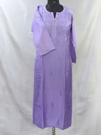 1014 Mauve ombre premium Chanderi silk Lucknowi kurta hand embroidered