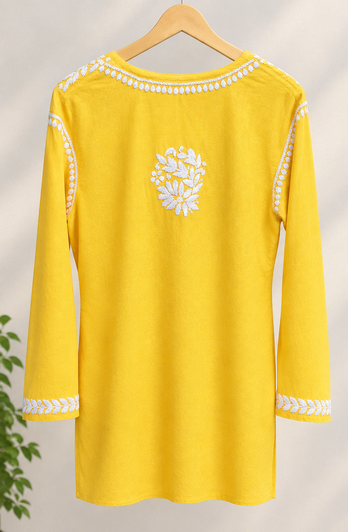 Yellow Modal Short With Ghaspatti Work